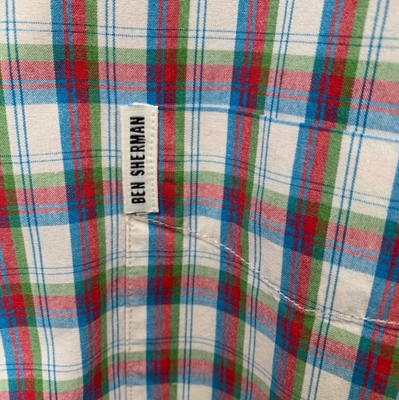 Ben Sherman short sleeve plaid check button down, size L - Picture 6 of 6
